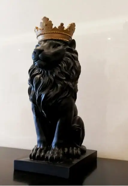 Comprar Corona negra estatua de León decoraciones artesanales adornos navideños para el hogar escultura accesorios de decoración del hogar