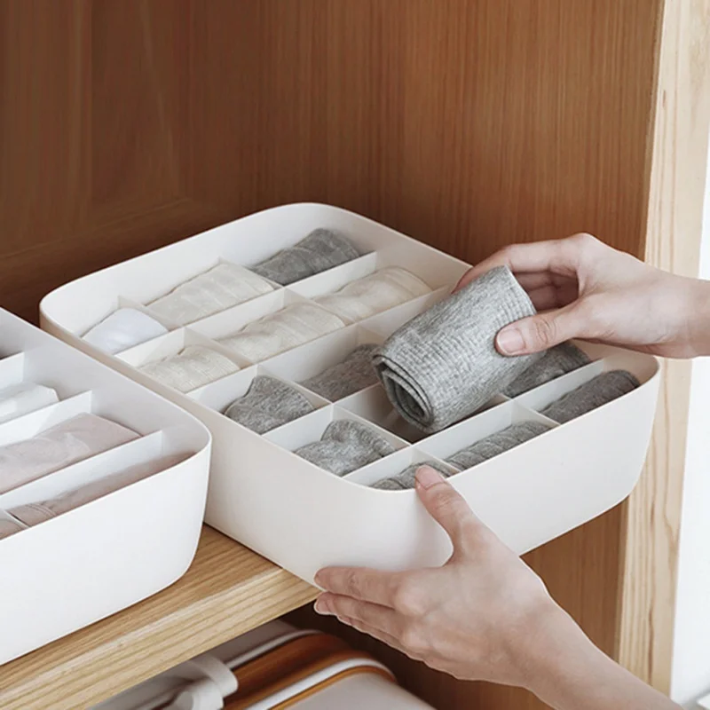 Household Underwear Sock Storage Box PP Plastic Storage Box Universal Cover pure color For Home Storage household items
