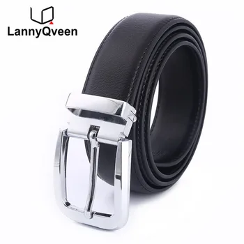 

LannyQveen fashion mens pin buckle belt Genuine Leather wholesale belts for women Couples unisex free shipping