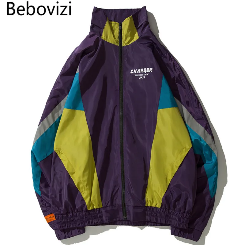 Бренд Bebovizi 2018 ветровка в стиле хип хоп без воротника куртка для мужчин Harajuku