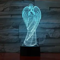 Офис атмосферу Decor творческий 3D светодиодный ночник красочные крылья девушка Форма Ангел настольная лампа Девы Марии Usb светильник