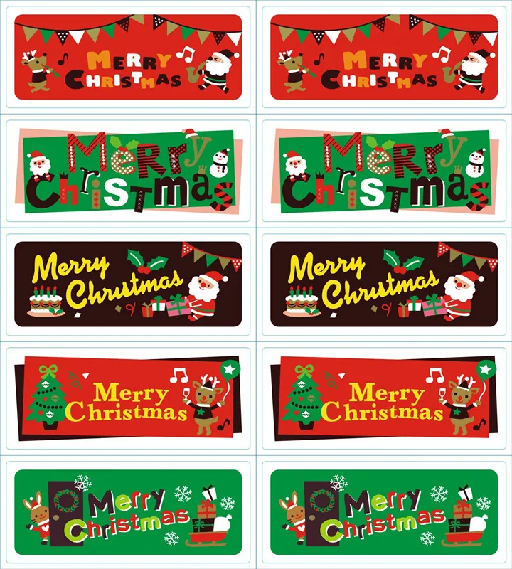 500pcs Christmas Santa Claus Snowman Elk Gift Seal Label Stickers for Party Favor Cookie Bag Candy Box Decor 2.5x6cm