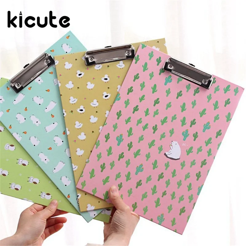 

Kicute Wonderful A4 File Paper Metal Clipboard Clips Clipboard Writing Pad Office Writing Board Document Folder Pattern Randomly