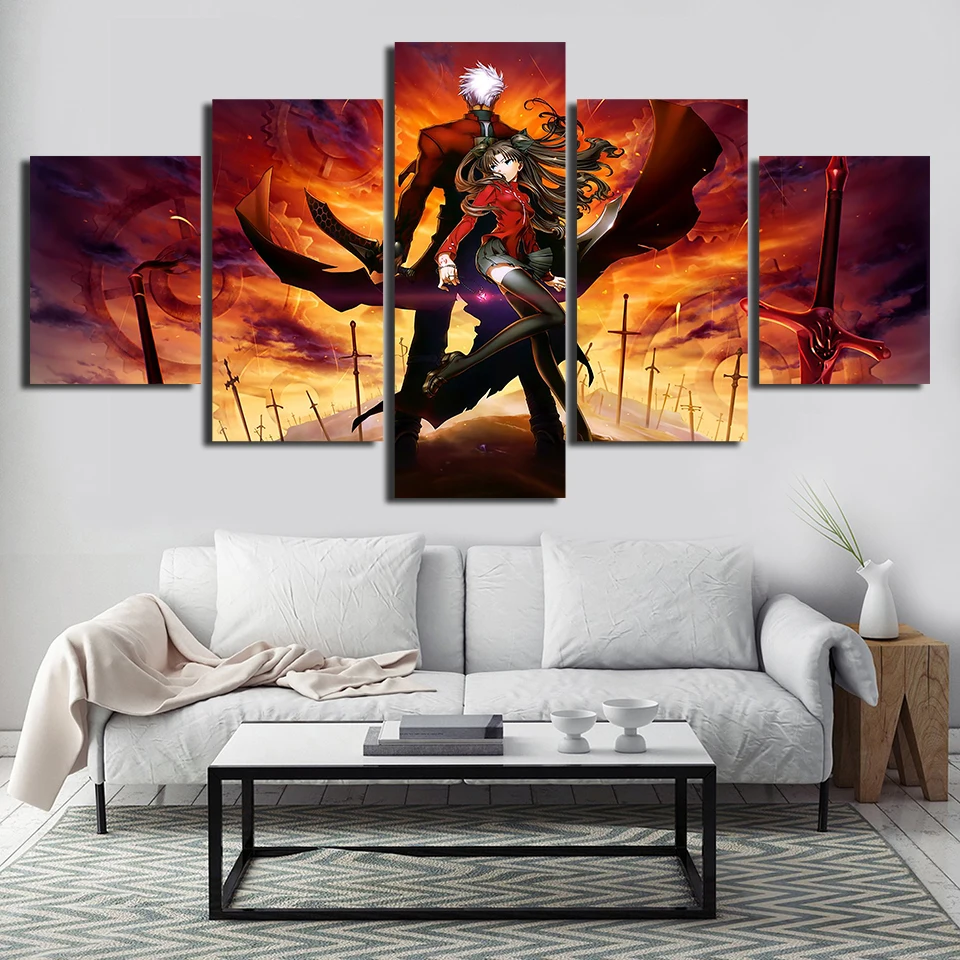 Рисунок на холсте из аниме 5 шт. Постер Рина Тосака с надписью Fate Stay Night Archer декор