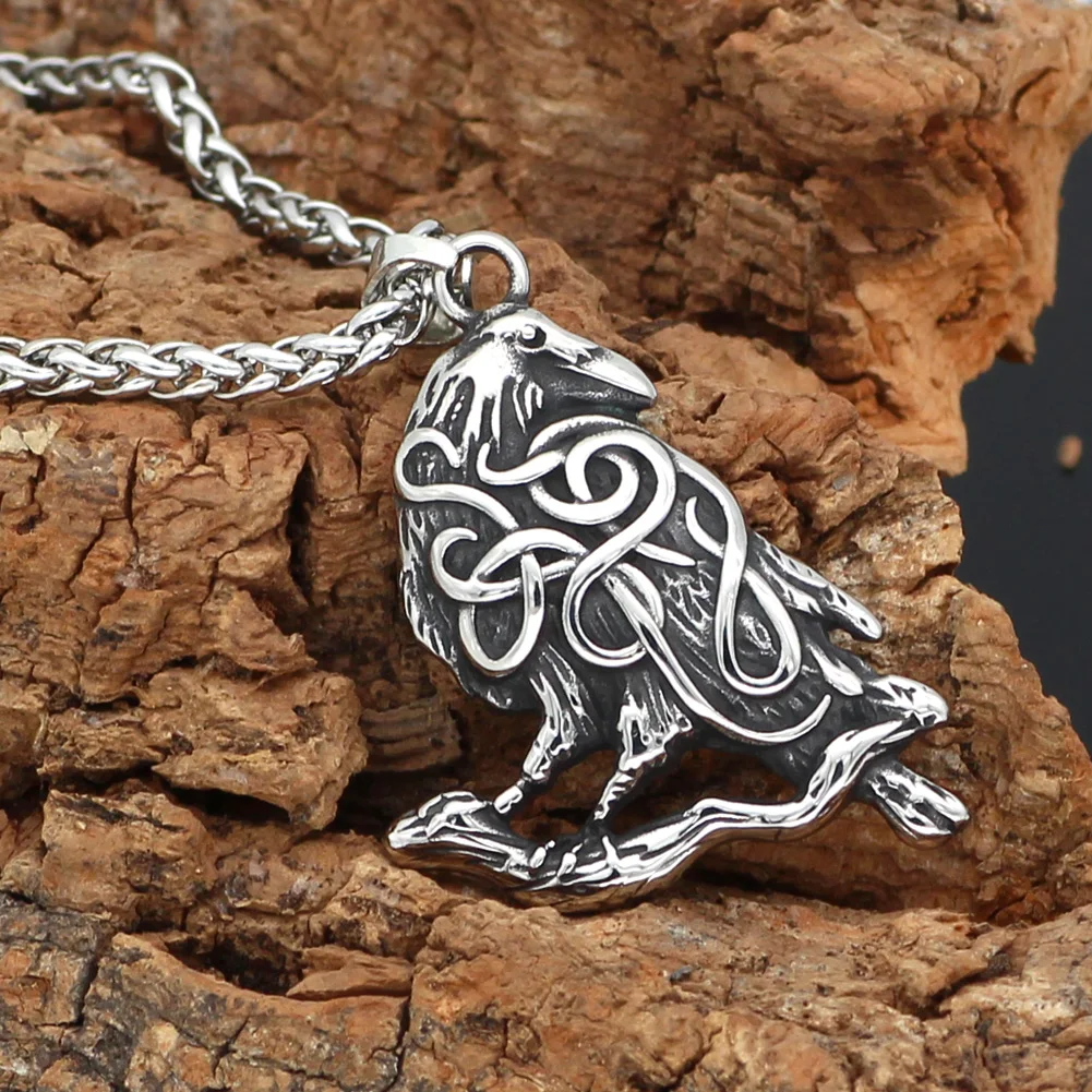 Скандинавский Викинг odin raven amulet ожерелье из нержавеющей стали|Ожерелья с