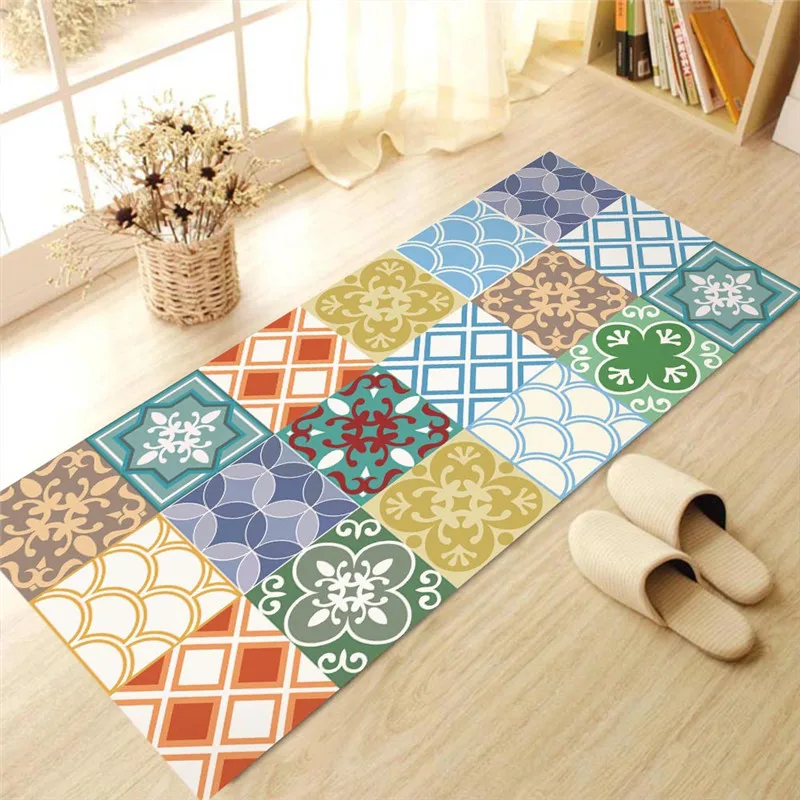 

Morocco Style Colorful 3D Anti-skid Flooring Sticker Simulation Tiles Paste Living Room Bathroom Floor Decal for Home Decor