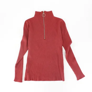 

Womens Knitted Sweater Winter Autumn Turtleneck Long Sleeve High Elasticity Zipper Jersey Mujer Women Sexy Club Pullovers