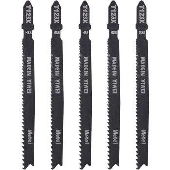 

5 Pcs T123X 4 Inch HCS T-Shank Jigsaw Blades Set For Metal Cutting