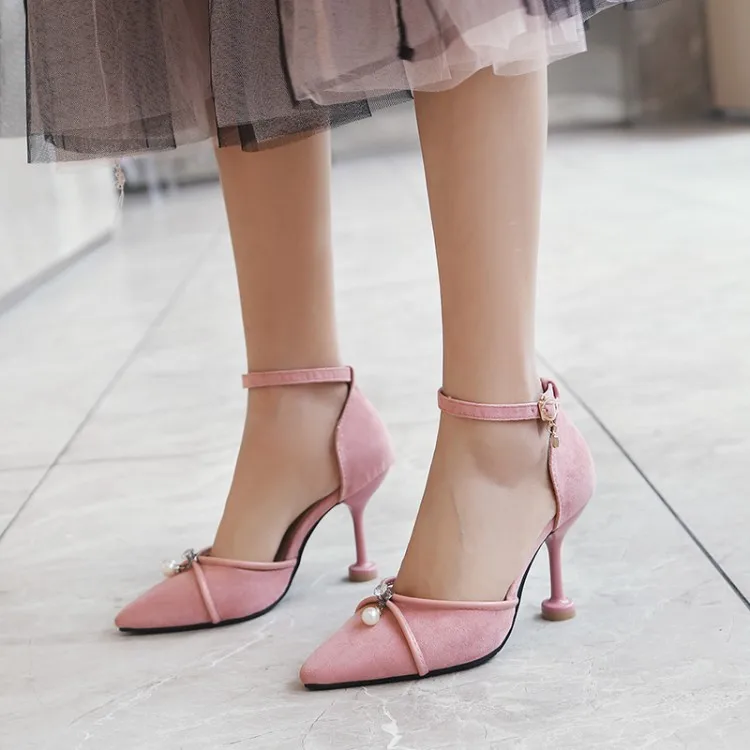 

Big Size 11 12 13 14 high heels sandals women shoes woman summer ladies One-word buckle cup and pointed sandals