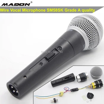 

Free shipping, Grade A quality SM58SK wire vocal microphone , professional wire microphone