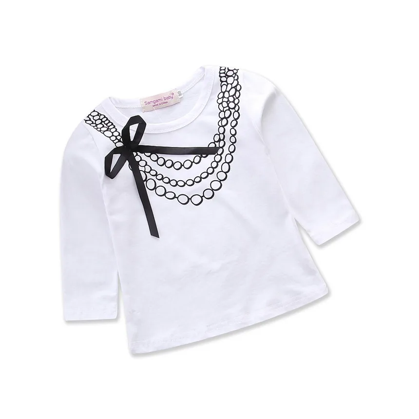 Autumn Long Sleeve Cotton T shirt Baby Girl Clothes White Cute Tops