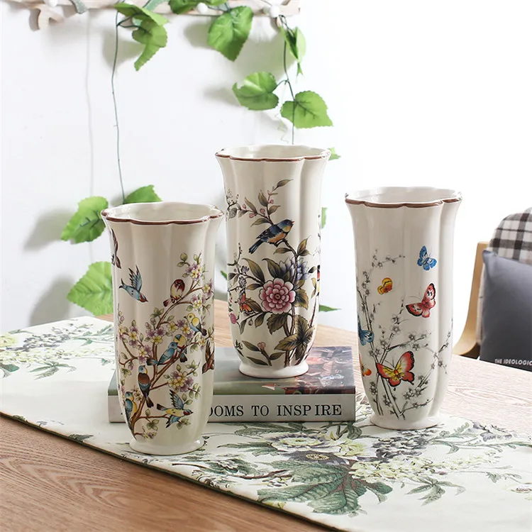 Пасторальная птица бабочка фарфоровая ваза британская сельская керамика ваза для цветов комната Прихожая домашний сад свадебное украшение
