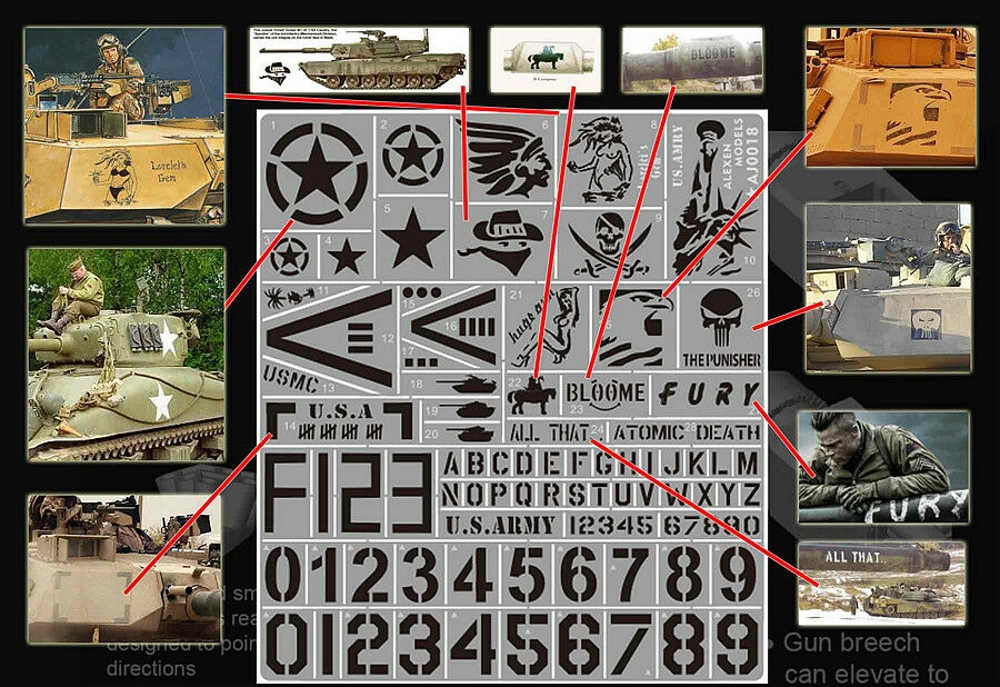 1/35 Scale US Tank General Use Stenciling Template Model Building Tools AJ0018 1/35 Scale US Tank General Use Stenciling Template Model Building Tools AJ0018