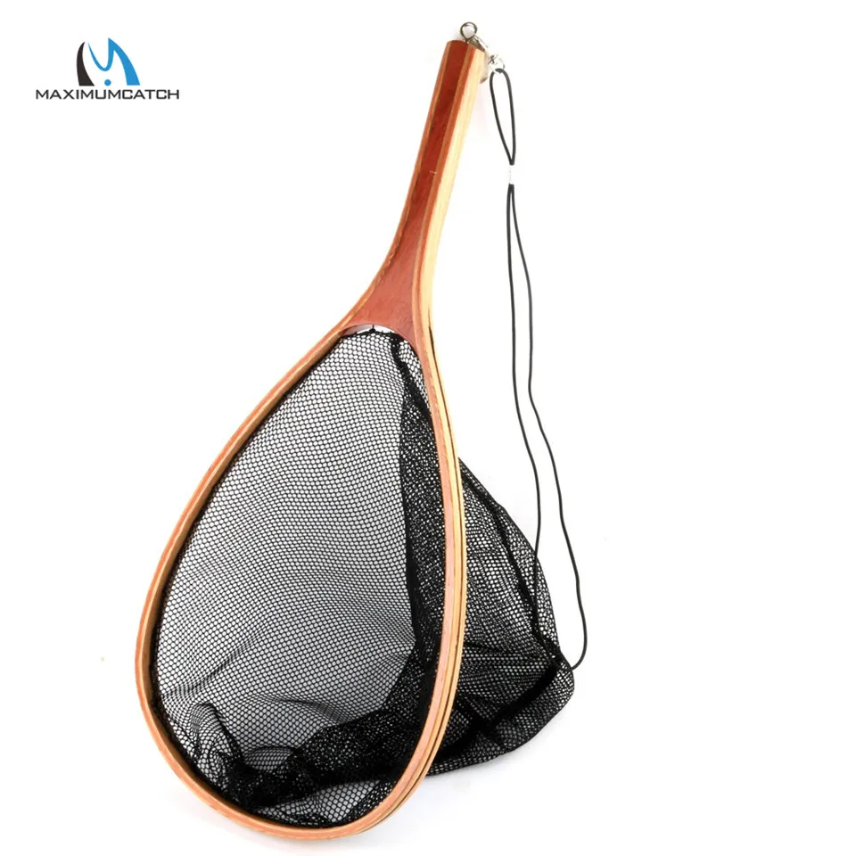 Maximumcatch FL04 Fly Fishing Landing Net Nylon Net with Wooden Handle