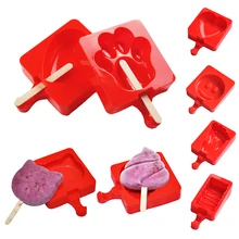 Распродажа 1 шт. форма для изготовления мороженого DIY 8 форм летняя машинка для мороженого на палочке Popsicle силиконовые формы красный розовый синий случайный