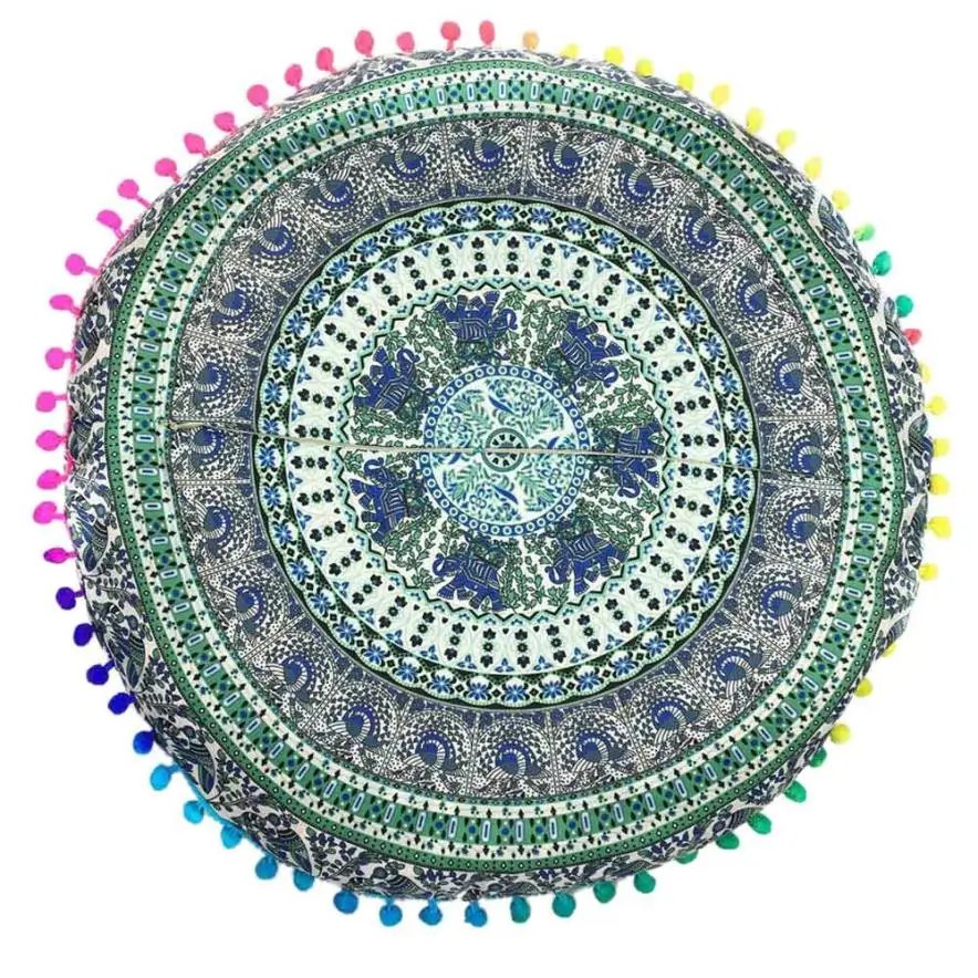 

Indian Mandala Floor Pillows Round Bohemian Cushion Cushions Pillows Cover Case wonderful