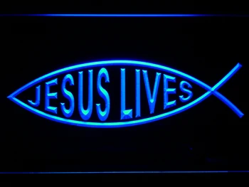 

h008 Jesus Christ fish jesus lives LED Neon Light Light Signs On/Off Switch 20+ Colors 5 Sizes