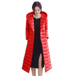 New Winter Women Light Down Jacket Long Down Coat Lady Slim Plus Size White Duck Down Jacket Hooded Coats Female Jackets WZ107