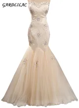 Gardlilac Stain& Tulle Sweetheart Mermaid Wedding Dress Off the shoulder Beading Wedding Gown Champagne Bridal Gown