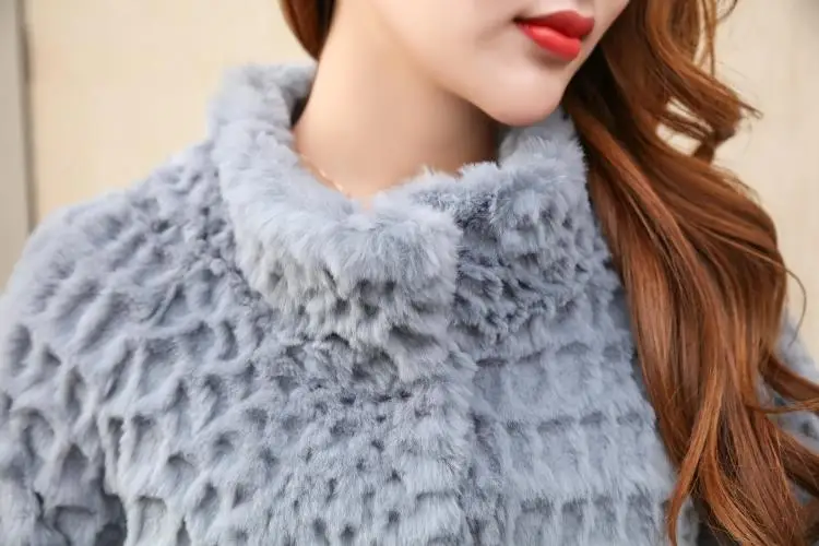 Воротник-стойка, женское винтажное пальто из натурального кроличьего меха, с рукавом из овечьей шерсти и нижней частью, верхняя одежда по индивидуальному заказу tsr327