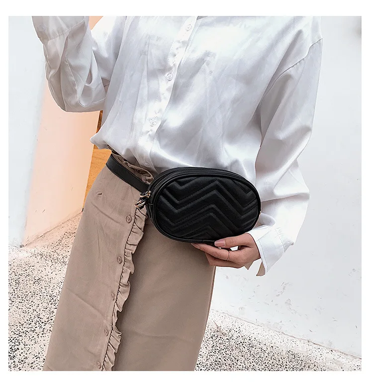Summer High Quality Belt Bag Waist Bag Round Fanny Pack Women Luxury Brand Leather Handbag