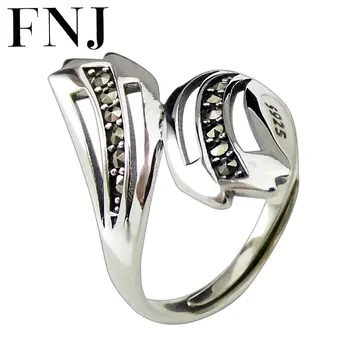 

FNJ 925 Silver Personalized Ring Jewelry New Fashion Wujin stone S925 Sterling Silver Rings for Women Adjustable Size bague
