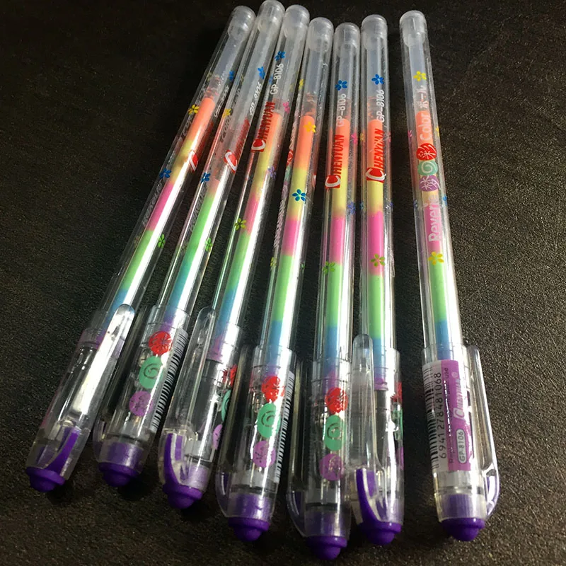 

Rainbow Color Gel Pen 6 In 1 Color Pens DIY Album Photo Decoration Highlighter Marker Pen Office Supplies