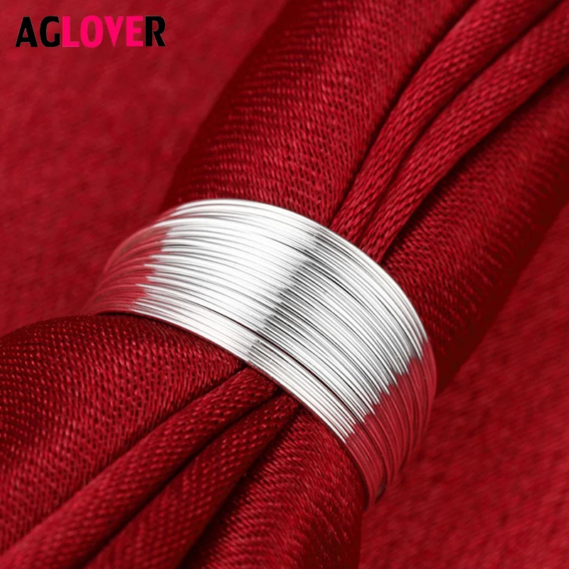 

Adjustable Size High Quality Silver 925 Silver Ring Beautiful Fashion Multi Line Men And Women Gift Ring Jewelry