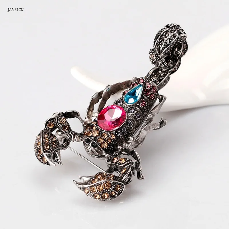 JAVRICK Insect Scorpion Brooch Pins Jewelry Men Women Rhinestone Gift Corsage Decoration Bridal Wedding Crystal Animal Jewelry
