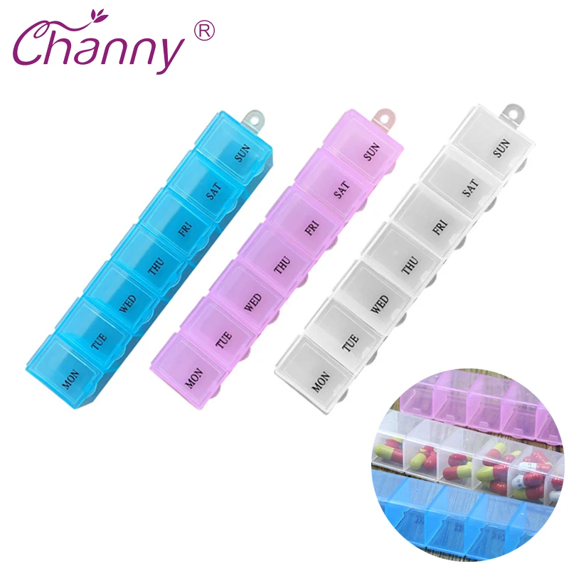 

1PC 3 Colors Pill Cases 7 Days Weekly Tablet Pill Medicine Box Storage Organizer Container Case Pill Box Splitters