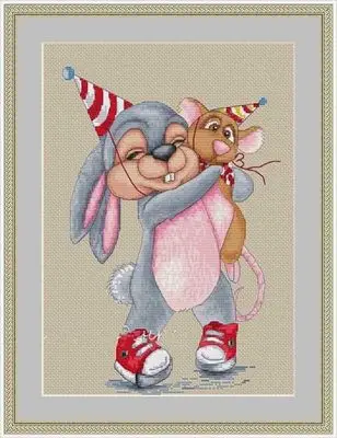 

Needlework 14CT Cross Stitch, DIY Count Cross Stitch, Embroidery Set, Happy rabbit