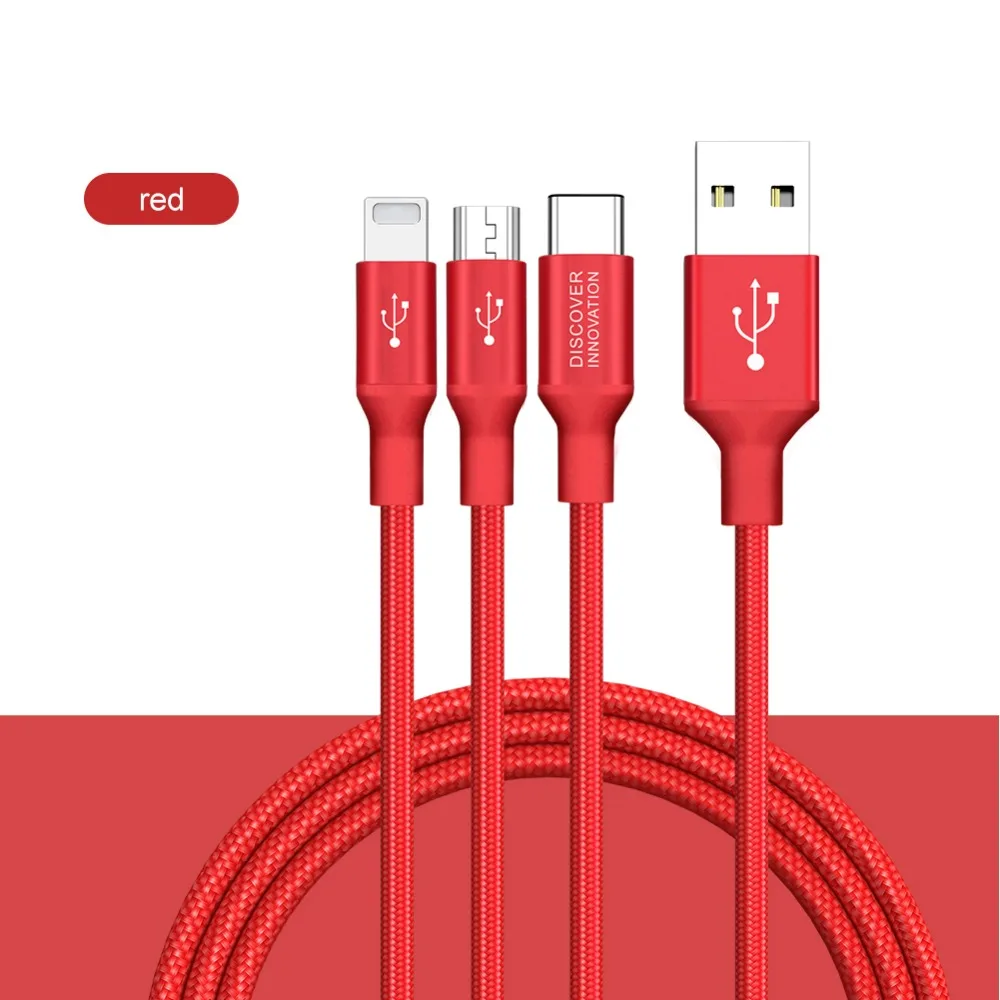 5 V/3A NILLKIN нейлоновый usb-кабель для зарядки и быстрой зарядки для iPhone кабель для быстрозаряжаемый Micro Тип-c 3-в-1 кабель для Oneplus X 7 Redmi Note 7 mi9 se
