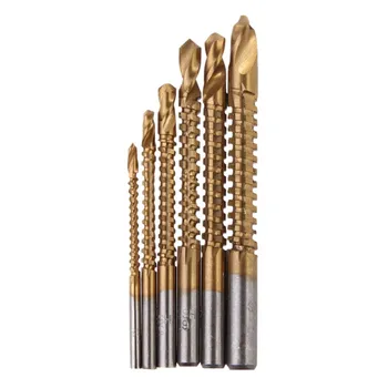 

6pcs/set Professional Titanium Coated HSS Drill & Saw Carpenter Woodworking Plastic Metal Hole Grooving Drill Power Tools Kit