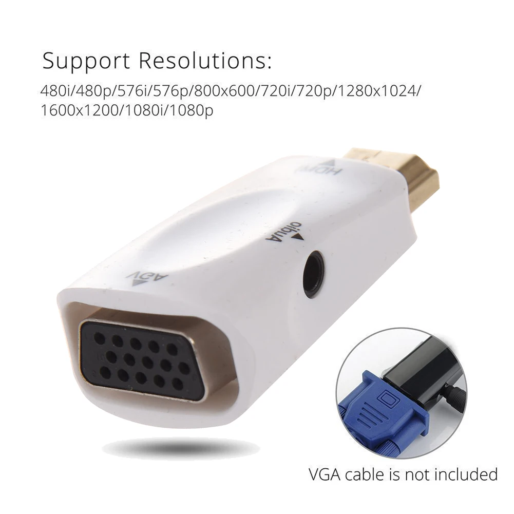 1080P HDMI папа к VGA Женский адаптер видео конвертер с аудио выходом N3|Кабели HDMI| |