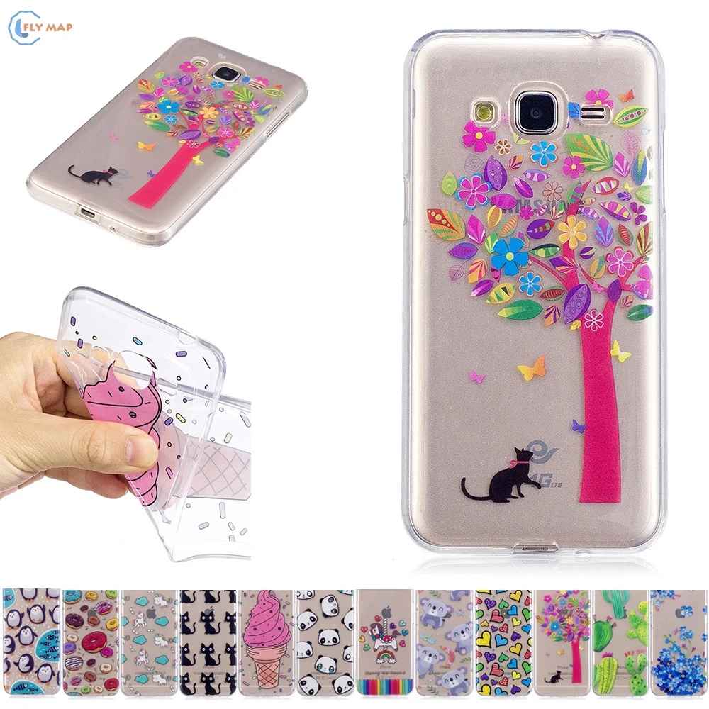 Подходящий чехол для Samsung Galaxy J3 J 3 2016 J320 J320H J320FN Мягкий ТПУ с единорогом и цветочным