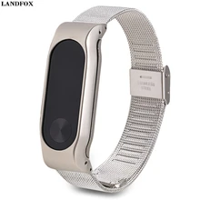 LANDFOX металлический корпус часов Петля из нержавеющей стали ремешок Браслет Для Xiaomi Miband 2 Android телефон наручные часы Мода Bluetooth Spor