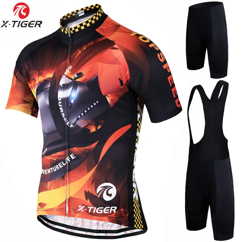 

X-Tiger Pro Cycling Set Breathable Racing Bicycle Jersey Maillot Ropa Ciclismo Quick-Dry Short Sleeve Mans Bike Clothing