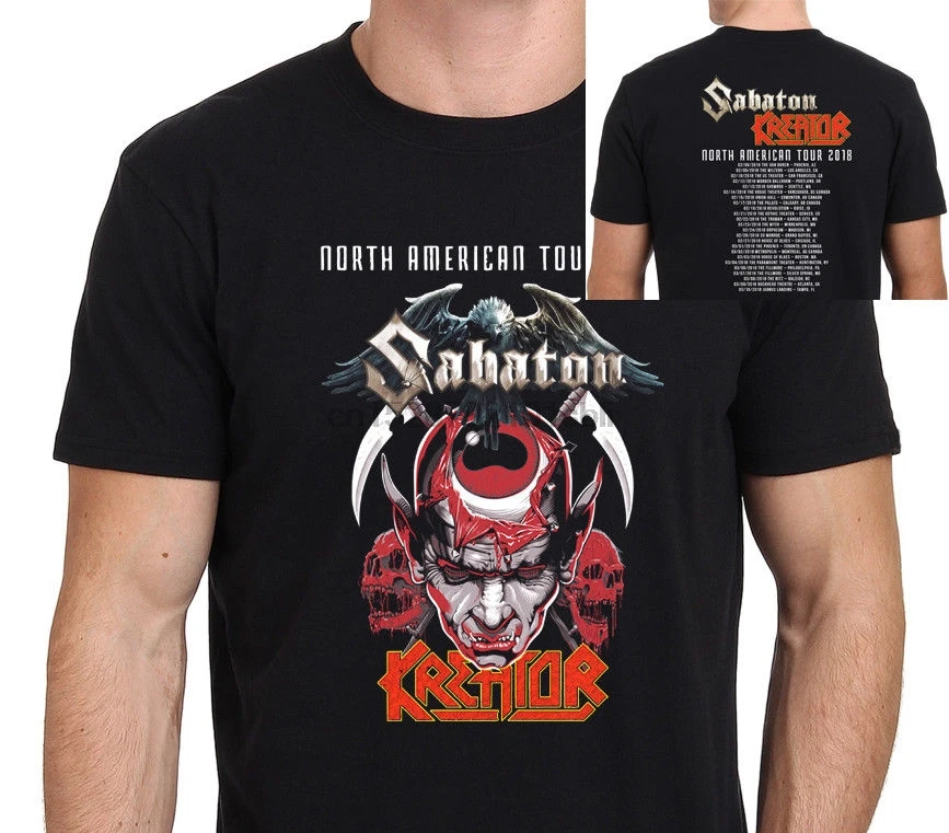 

New KREATOR &amp SABATON North American Tour 2019 T-Shirt Mens Black Size S-XXL