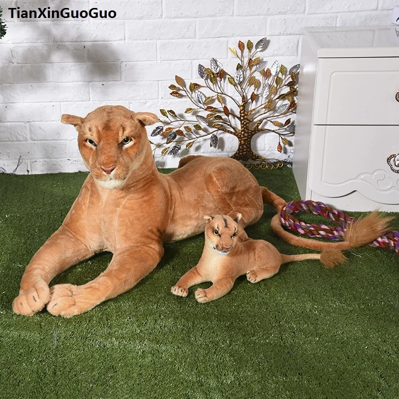 Моделирование lioness плюшевые игрушки женский Лев около 75 см и 32 см Детские lioness Мягкая кукла подарок на день рождения h2230