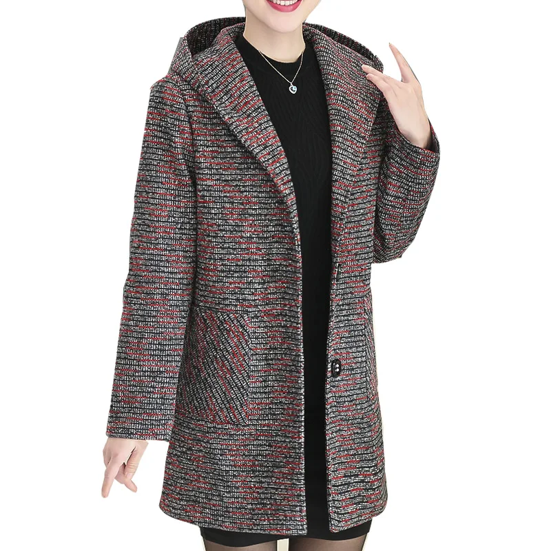 

New 2019 Plus Size Women's Winter Coats Female Middle-aged Women's Knitting Woolen Coat Leisure Women's Autumn Jacke Outerwear