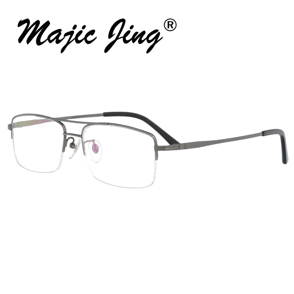 Чистая титановая оправа для очков мужские ультралегкие полуобода мужские рецепт на очки для зрения Близорукость Оптические очки с оправой 9200 - Цвет оправы: grey