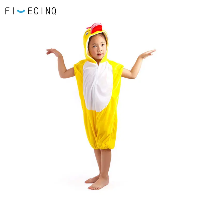 

Cartoon Animal Duck Cosplay Costume Kid Boy Girl Cute Pajama Short Sleeve Yellow Funny Jumpsuit Halloween Party Game Play Fancy