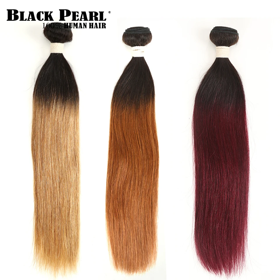 2-х цветный(Цвет эффектом деграде(переход от темного к бразильские прямые волосы пучки волос 1/3/4 шт. волосы Remy человеческие волосы пучки T1B/27# T1B/30# T1B/99J