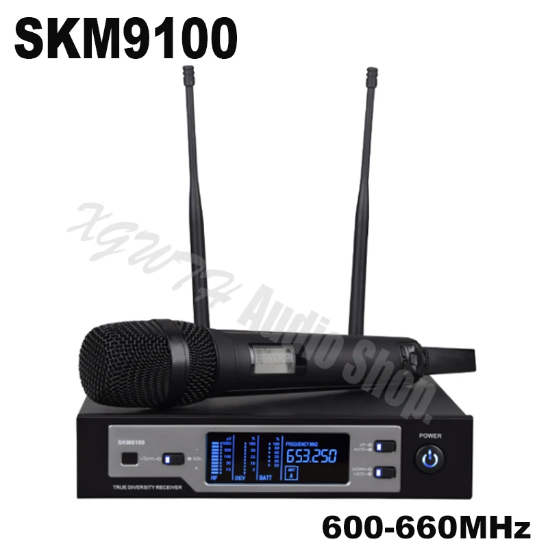 صحيح التنوع SKM9100 نظام ميكروفون لاسلكي مهني اللاسلكي الفيديو المحمولة كاريوكي KTV مؤتمر الصوت استوديو Mic