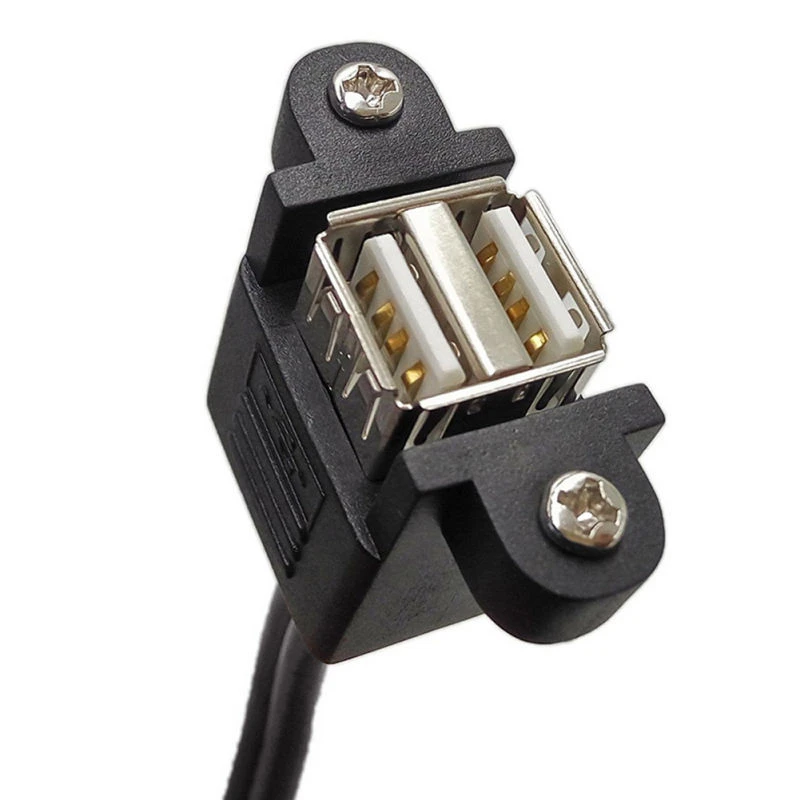 1pc Dual USB 2.0 Extension Cable Professional 1 Female Socket Panel Mount to 2 USB A Male Extension Cable 0.5m Mayitr