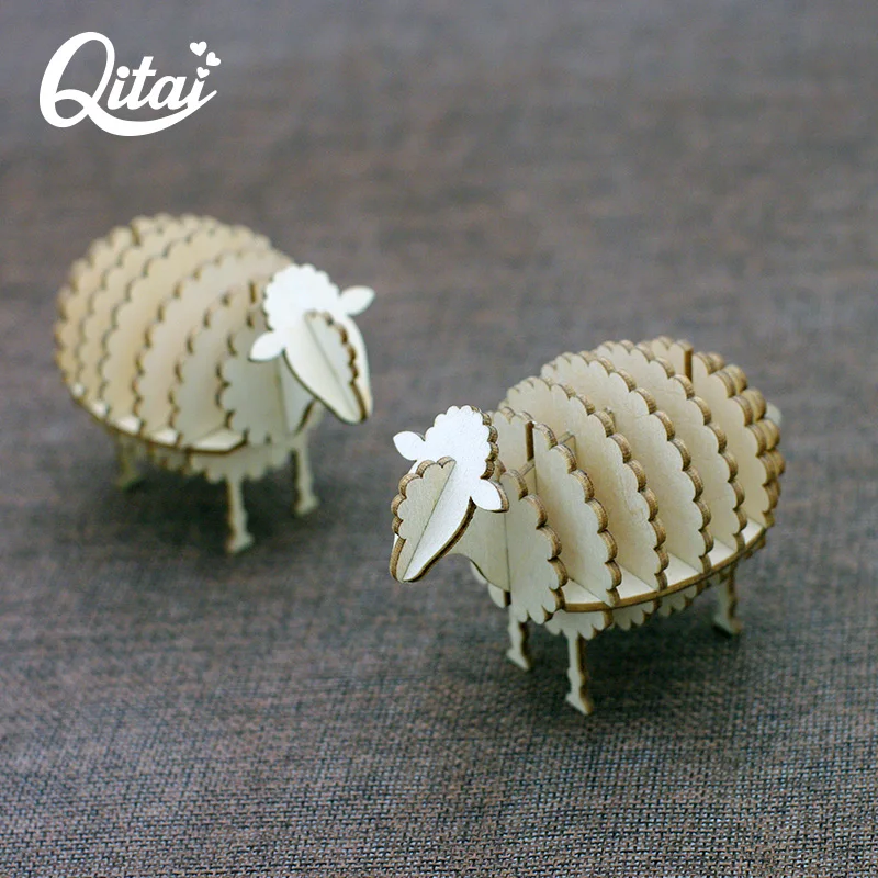 Оригинал QITAI 2020 Новый стиль 1 шт. DIY деревянная Милая стоячая овечка для дома
