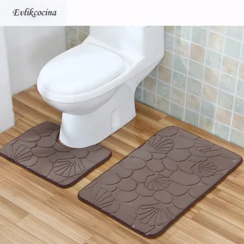 

Free Shipping 2pcs Light Coffee Bathroom Toilet U Type Bath Mat Set Non Slip 40x50CM+50x80CM Tapis Salle De Bain Alfombra Bano