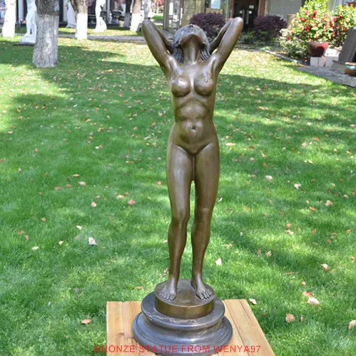 Скульптура в стиле АР-деко просыпается голая бронзовая статуя - Цвет: Коричневый