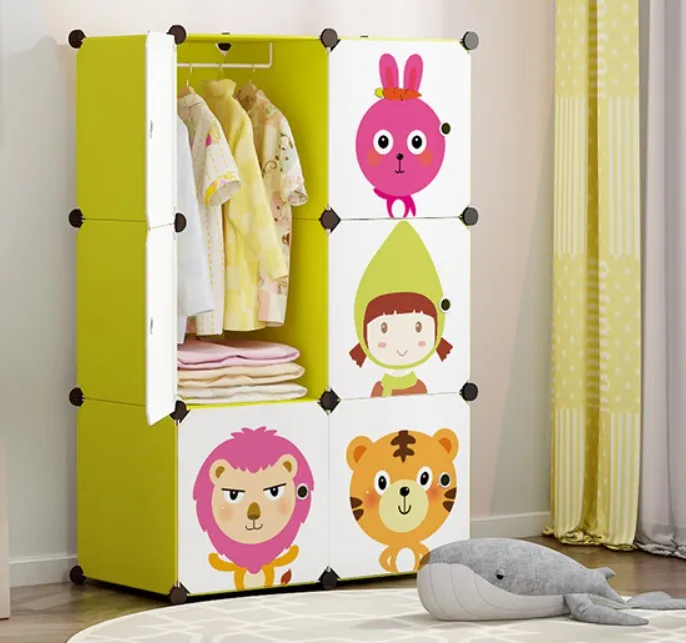 Cartoon Pp Plastic Clothes Wardrobes Metal Kids Coat Cabinet