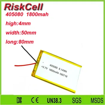

Free shipping 3.7V 1800mah 405080 Lithium Polymer Li-Po Rechargeable Battery For Mp3 MP4 MP5 GPS PSP mobile Pocket PC e-books